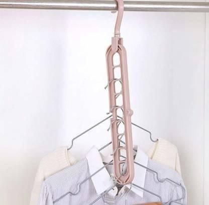 Hanger-Plastic Multi Functional Adjutable & Folding Clothes Hanger Holder Portable Anti-Slip Storage Rack Space Saving Hook for Garment Drying