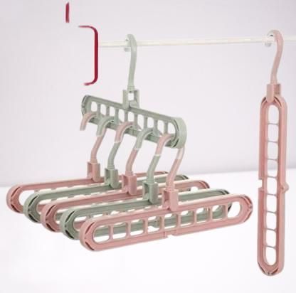 Hanger-Plastic Multi Functional Adjutable & Folding Clothes Hanger Holder Portable Anti-Slip Storage Rack Space Saving Hook for Garment Drying