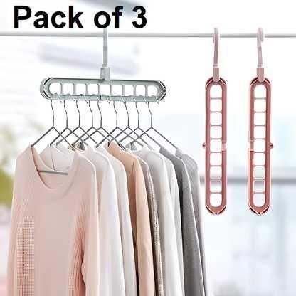Hanger-Plastic Multi Functional Adjutable & Folding Clothes Hanger Holder Portable Anti-Slip Storage Rack Space Saving Hook for Garment Drying